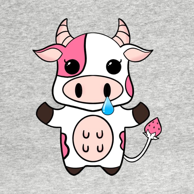 Strawberry cow cartoon design by Cuteful